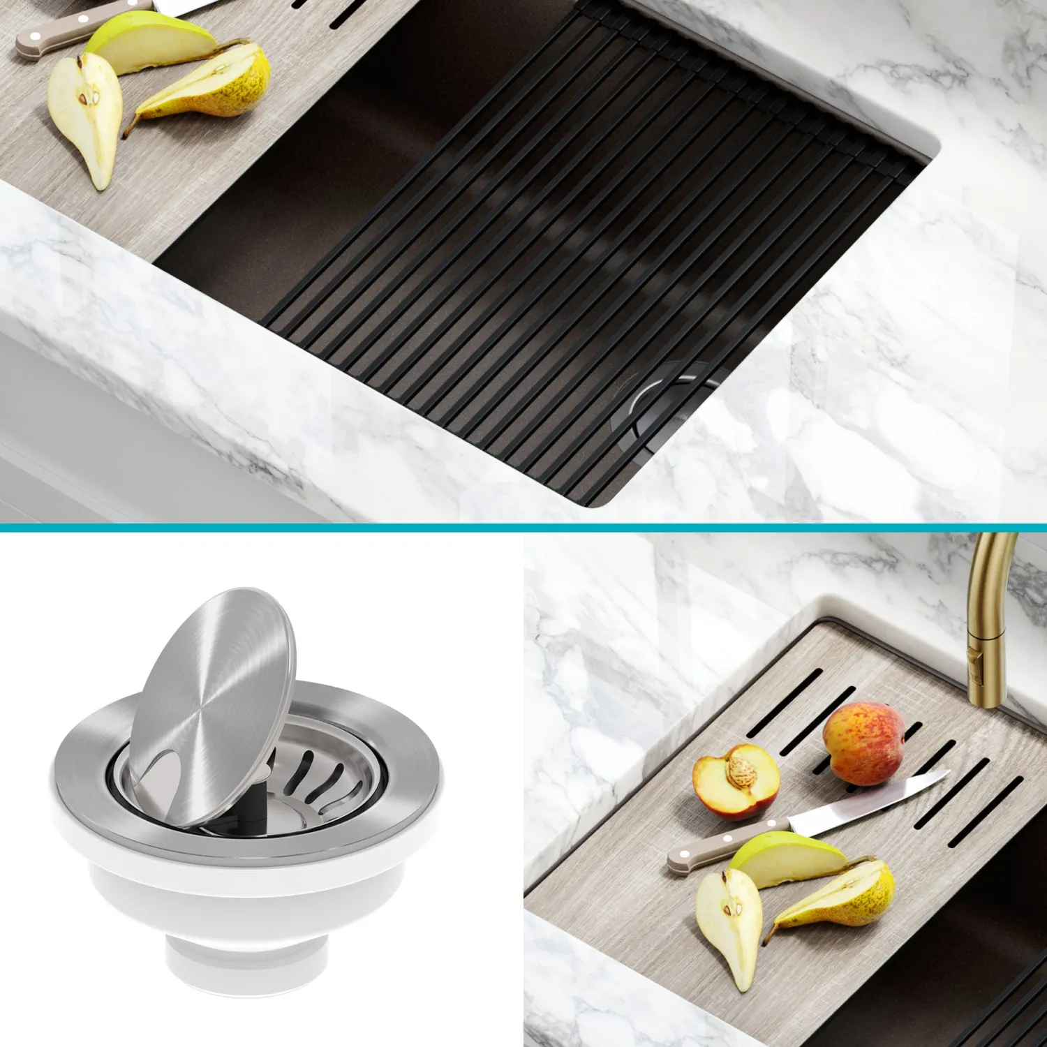 Bellucci Workstation 30" Undermount Granite Composite Single Bowl Kitchen Sink with Accessories Workstation Sinks|Single Bowl Sinks