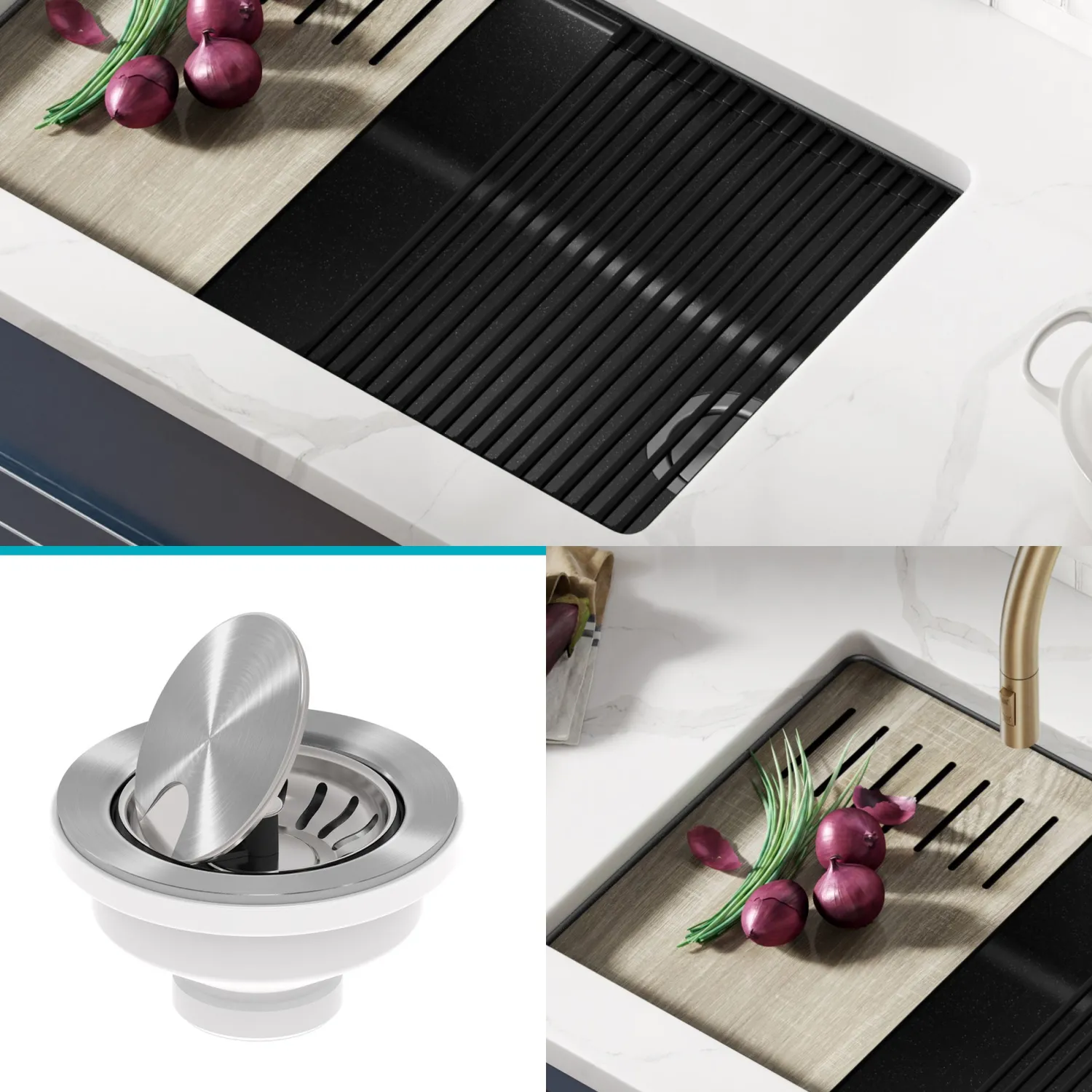 Bellucci Workstation 30" Undermount Granite Composite Single Bowl Kitchen Sink with Accessories Workstation Sinks|Single Bowl Sinks