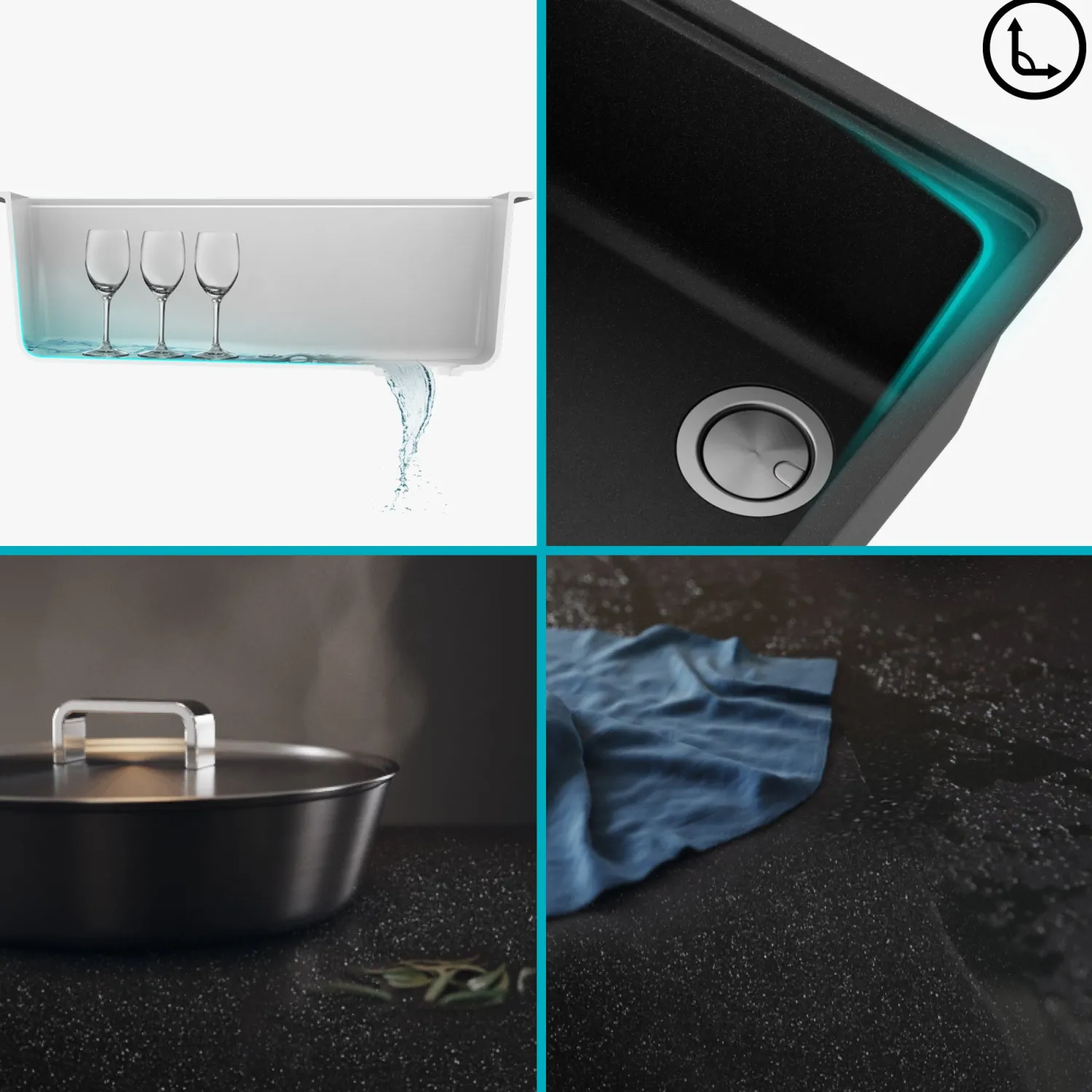 Bellucci Workstation 30" Undermount Granite Composite Single Bowl Kitchen Sink with Accessories Workstation Sinks|Single Bowl Sinks