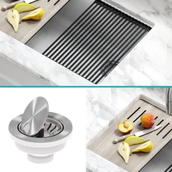 Discount Bellucci Workstation 30" Undermount Granite Composite Single Bowl Kitchen Sink in White with Accessories Single Bowl Sinks|Workstation Sinks