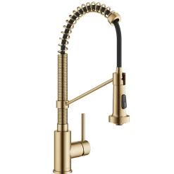 New Bolden Commercial Style Pull-Down Single Handle 18-Inch Kitchen Faucet in Brushed Brass Single Hole