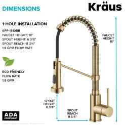 New Bolden Commercial Style Pull-Down Single Handle 18-Inch Kitchen Faucet in Brushed Brass Single Hole