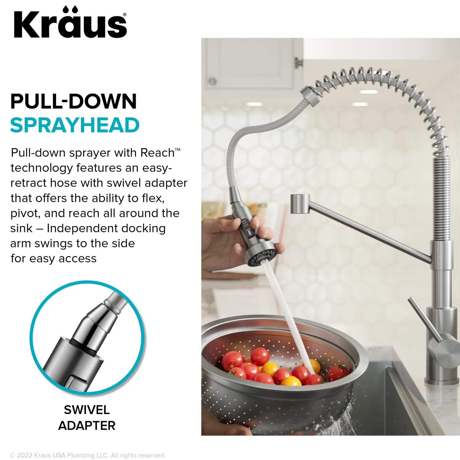 New Bolden Commercial Style Pull-Down Single Handle 18-Inch Kitchen Faucet in Brushed Brass Single Hole