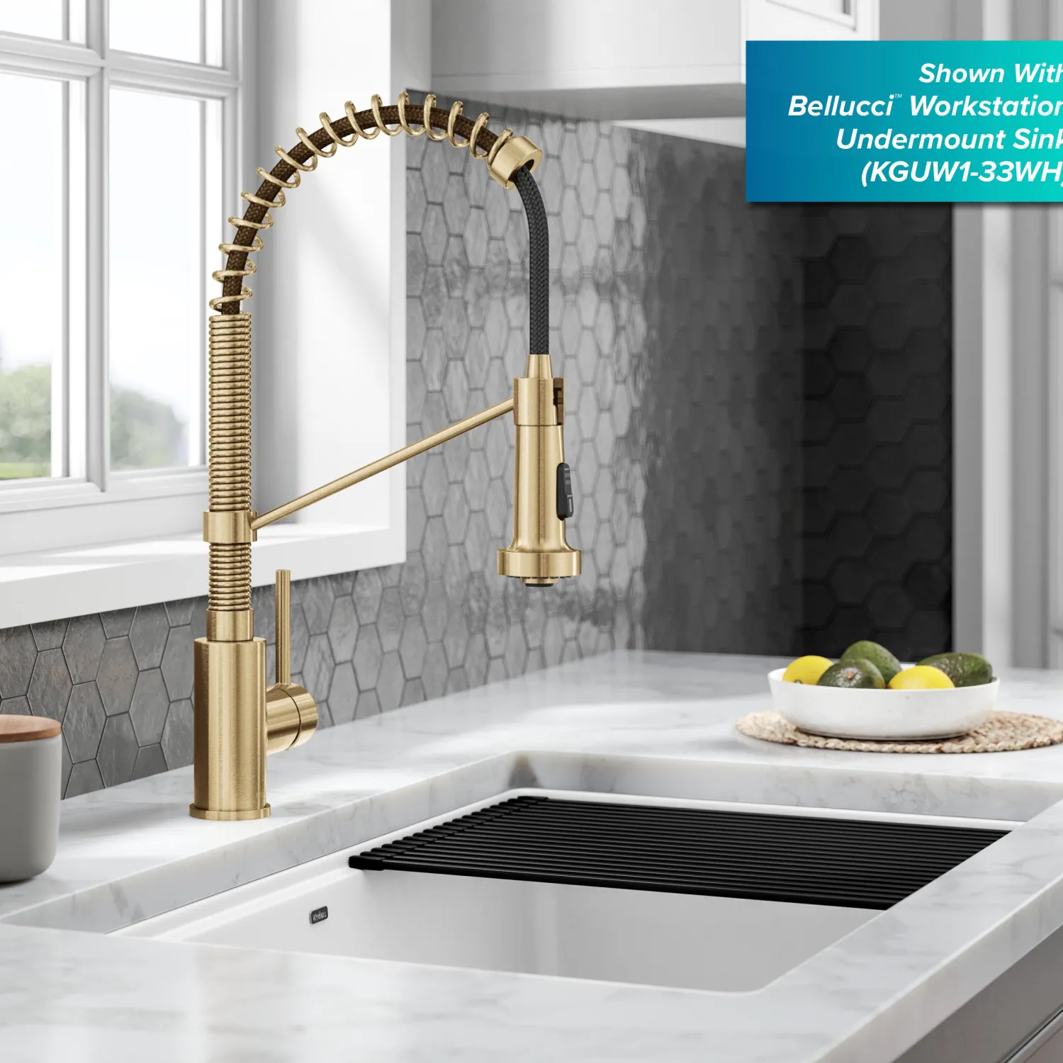 New Bolden Commercial Style Pull-Down Single Handle 18-Inch Kitchen Faucet in Brushed Brass Single Hole