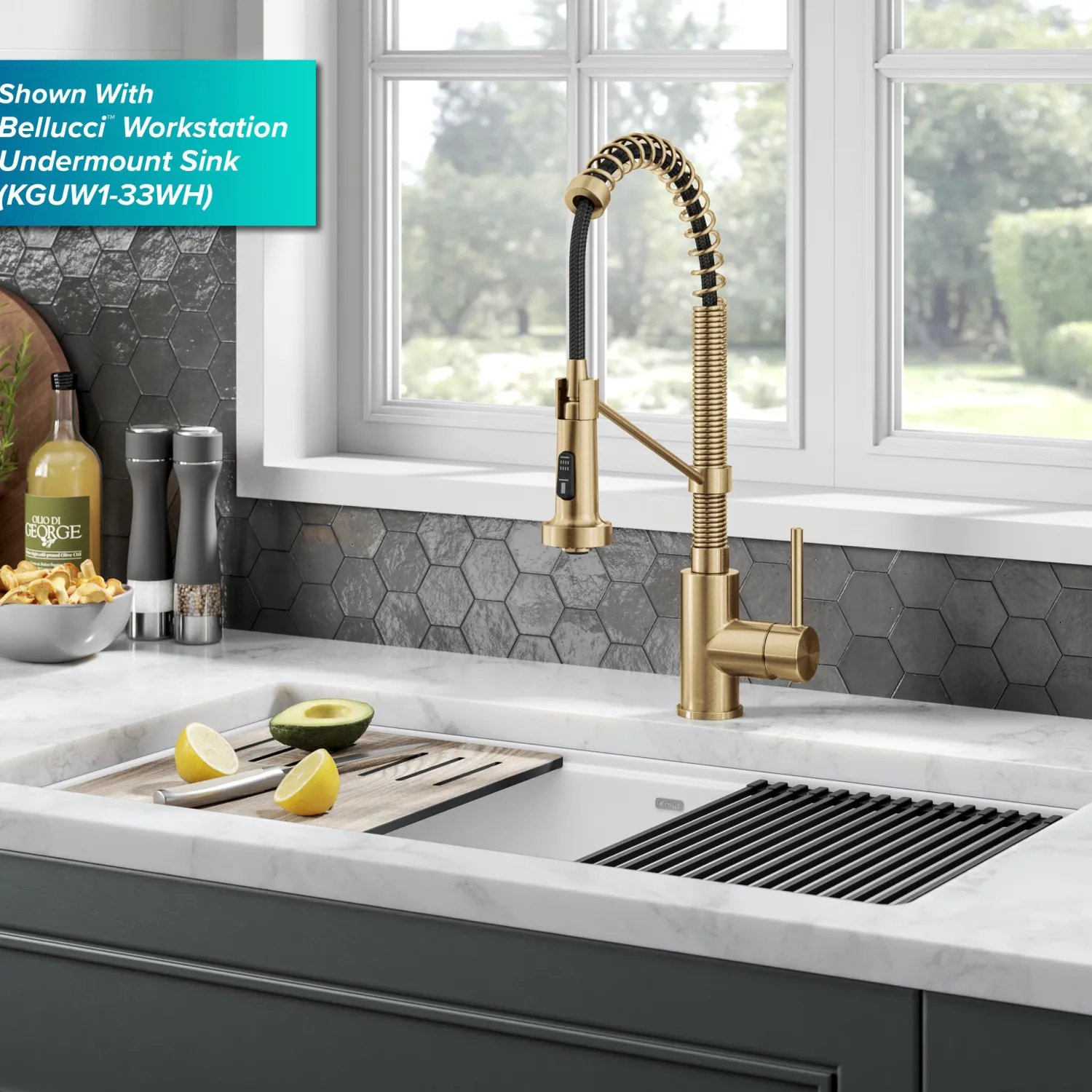 New Bolden Commercial Style Pull-Down Single Handle 18-Inch Kitchen Faucet in Brushed Brass Single Hole