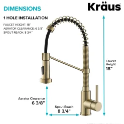 Clearance Bolden Commercial Style Pull-Down Kitchen Faucet and Purita Water Filter Faucet Combo in Spot Free Antique Champagne Bronze Single Hole|Water Filter Faucets