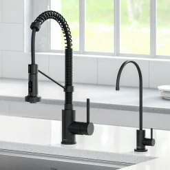 Discount Bolden Commercial Style Pull-Down Kitchen Faucet and Purita Water Filter Faucet Combo in Matte Black Single Hole|Water Filter Faucets