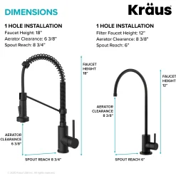 Discount Bolden Commercial Style Pull-Down Kitchen Faucet and Purita Water Filter Faucet Combo in Matte Black Single Hole|Water Filter Faucets