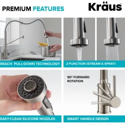Discount Bolden Commercial Style Pull-Down Kitchen Faucet and Purita Water Filter Faucet Combo in Matte Black Single Hole|Water Filter Faucets