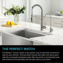 New Bolden Commercial Style Pull-Down Kitchen Faucet and Purita Water Filter Faucet Combo in Spot Free Stainless Steel Single Hole|Water Filter Faucets