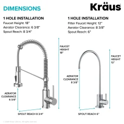 Outlet Bolden Commercial Style Pull-Down Kitchen Faucet and Purita Water Filter Faucet Combo in Chrome Single Hole|Water Filter Faucets