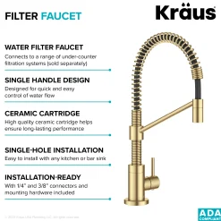 Clearance Bolden Drinking Water Filter Faucet in Brushed Brass Single Hole|Water Filter Faucets