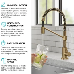 Clearance Bolden Drinking Water Filter Faucet in Brushed Brass Single Hole|Water Filter Faucets