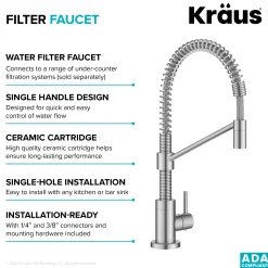 Bolden Drinking Water Filter Faucet in Spot-Free Stainless Single Hole|Water Filter Faucets
