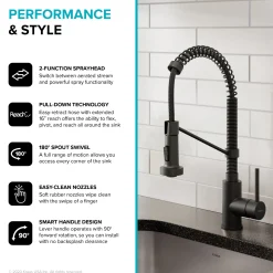Clearance Bolden 18-Inch Commercial Kitchen Faucet with Pull-Down Sprayhead in Matte Black Single Hole