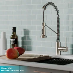 Clearance Bolden 18-Inch Commercial Kitchen Faucet with Pull-Down Sprayhead in Stainless Steel/Chrome Single Hole