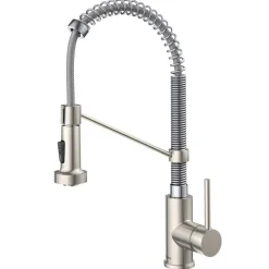 Clearance Bolden 18-Inch Commercial Kitchen Faucet with Pull-Down Sprayhead in Stainless Steel/Chrome Single Hole