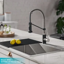 Best Bolden 18-Inch Commercial Kitchen Faucet with Pull-Down Sprayhead in Stainless Steel/Matte Black Single Hole
