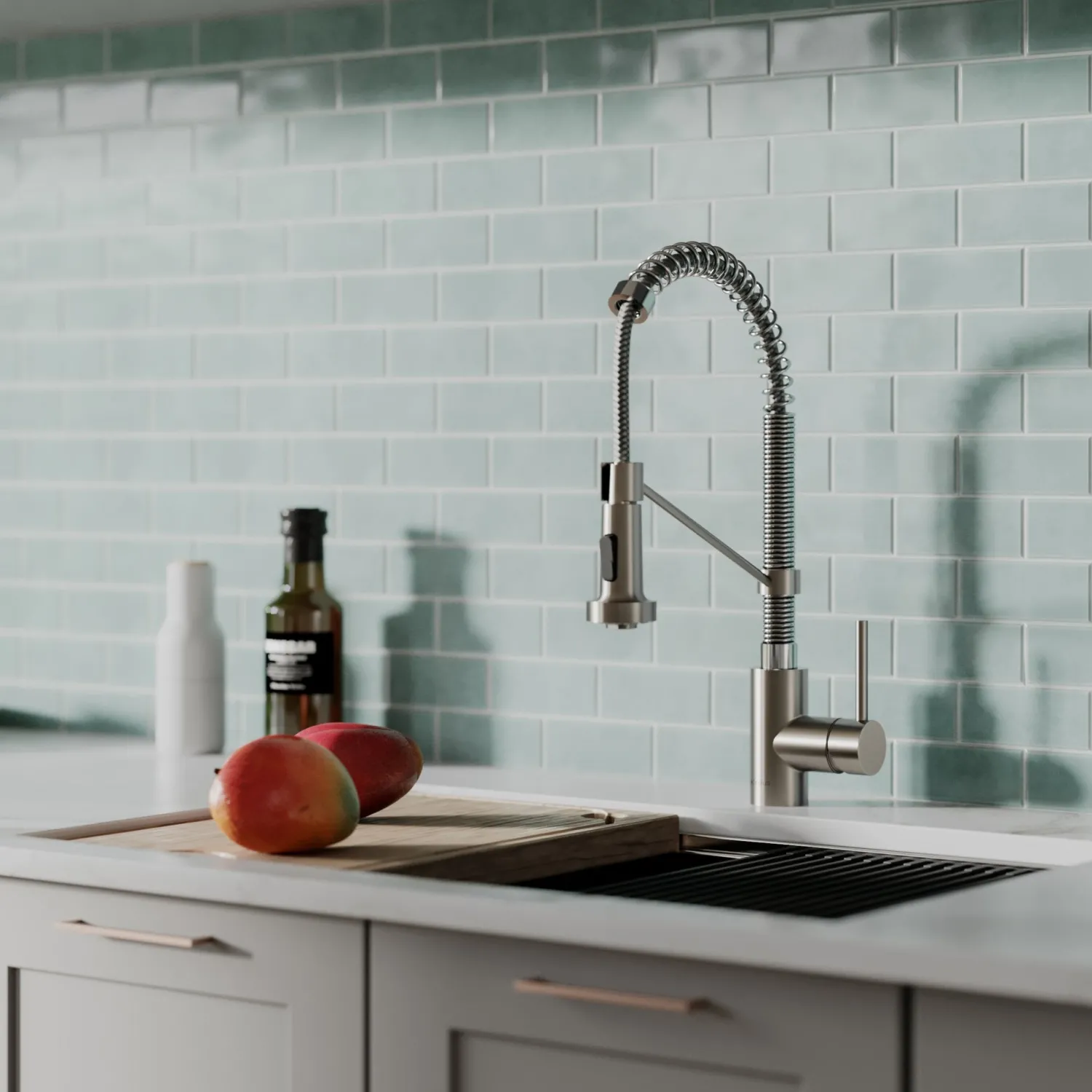 Online Bolden 18-Inch Commercial Kitchen Faucet with Pull-Down Sprayhead in Spot Free Stainless Steel/Chrome Single Hole