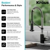 New Bolden 18-Inch Commercial Kitchen Faucet with Pull-Down Sprayhead in Spot Free Stainless Steel/Matte Black Single Hole