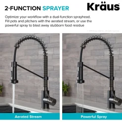 Sale Bolden 18-Inch Commercial Kitchen Faucet with Pull-Down Sprayhead in Matte Black/Black Stainless Single Hole