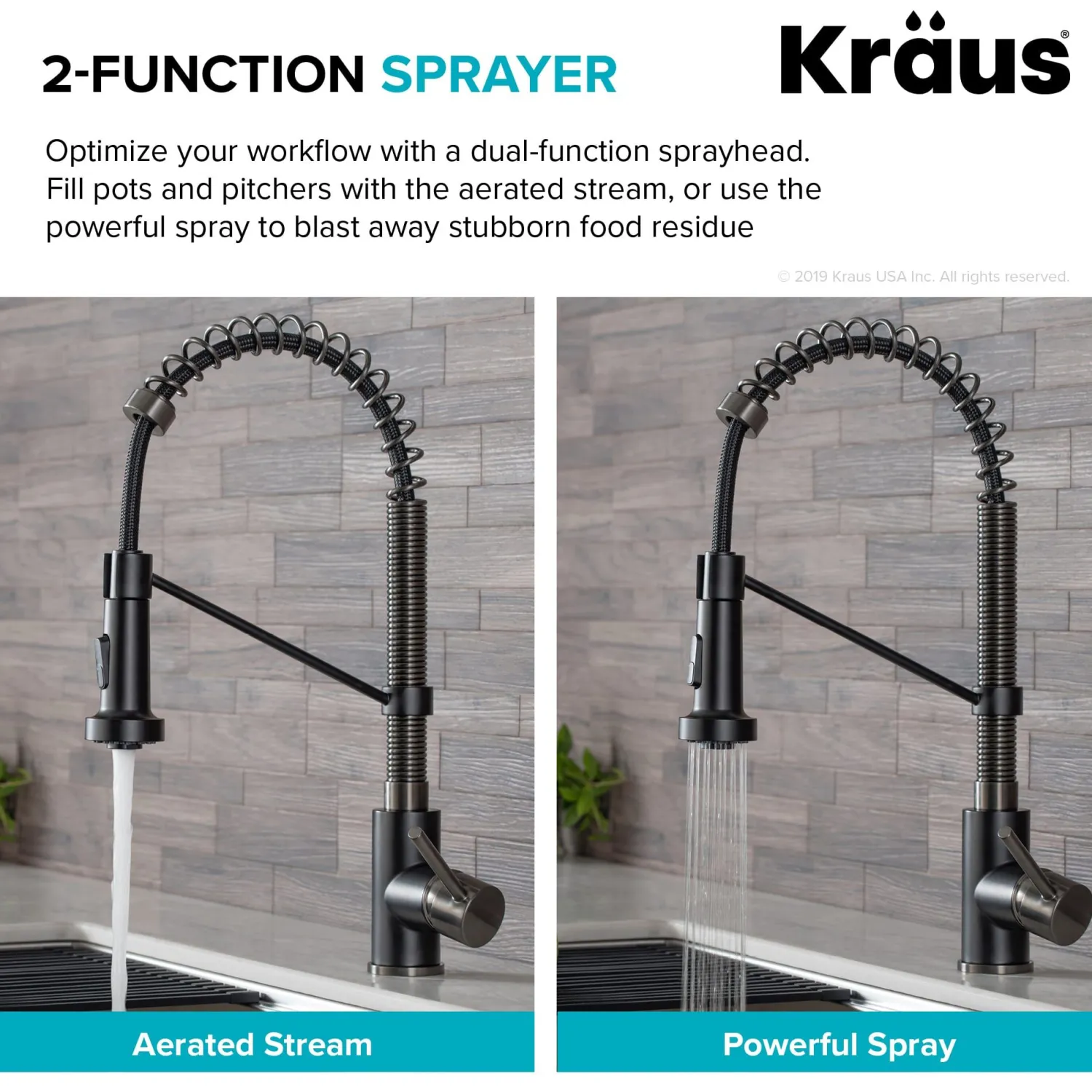 Sale Bolden 18-Inch Commercial Kitchen Faucet with Pull-Down Sprayhead in Matte Black/Black Stainless Single Hole