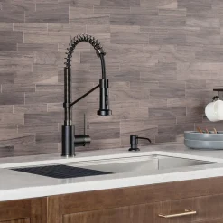 Sale Bolden 18-Inch Commercial Kitchen Faucet with Pull-Down Sprayhead in Matte Black/Black Stainless Single Hole
