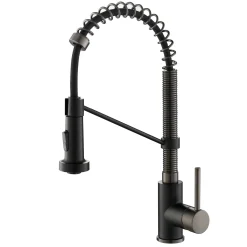 Sale Bolden 18-Inch Commercial Kitchen Faucet with Pull-Down Sprayhead in Matte Black/Black Stainless Single Hole