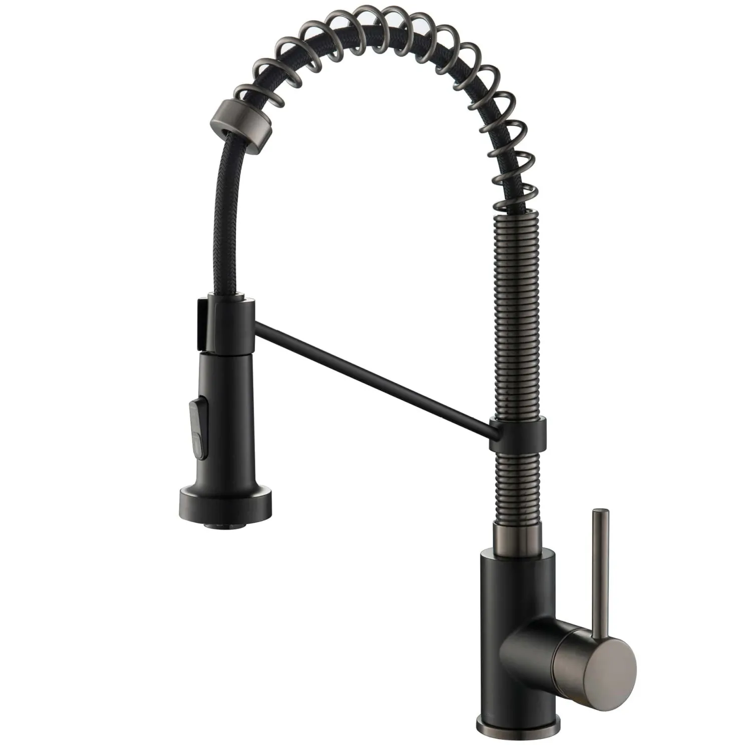 Sale Bolden 18-Inch Commercial Kitchen Faucet with Pull-Down Sprayhead in Matte Black/Black Stainless Single Hole