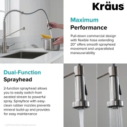 Clearance Bolden 18-Inch Commercial Kitchen Faucet with Soap Dispenser in Spot Free Stainless Steel Single Hole