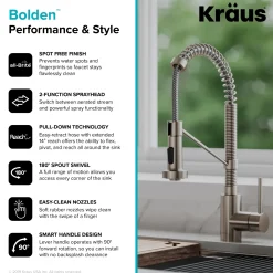 Clearance Bolden 18-Inch Commercial Kitchen Faucet with Soap Dispenser in Spot Free Stainless Steel Single Hole