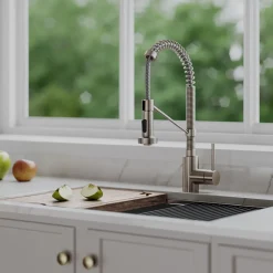 Online Bolden 18-Inch Commercial Kitchen Faucet with Pull-Down Sprayhead in Spot Free Stainless Single Hole