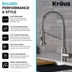 Online Bolden 18-Inch Commercial Kitchen Faucet with Pull-Down Sprayhead in Spot Free Stainless Single Hole