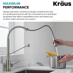 Bolden 18-Inch Commercial Kitchen Faucet with Pull-Down Sprayhead in Spot Free Antique Champagne Bronze/Matte Black Single Hole