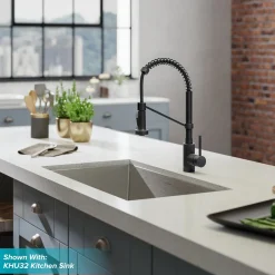 Sale Bolden 18-Inch Commercial Kitchen Faucet with Soap Dispenser in Matte Black Single Hole