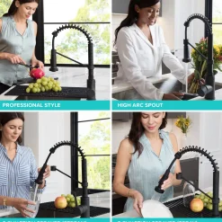 Sale Bolden 18-Inch Commercial Kitchen Faucet with Soap Dispenser in Matte Black Single Hole