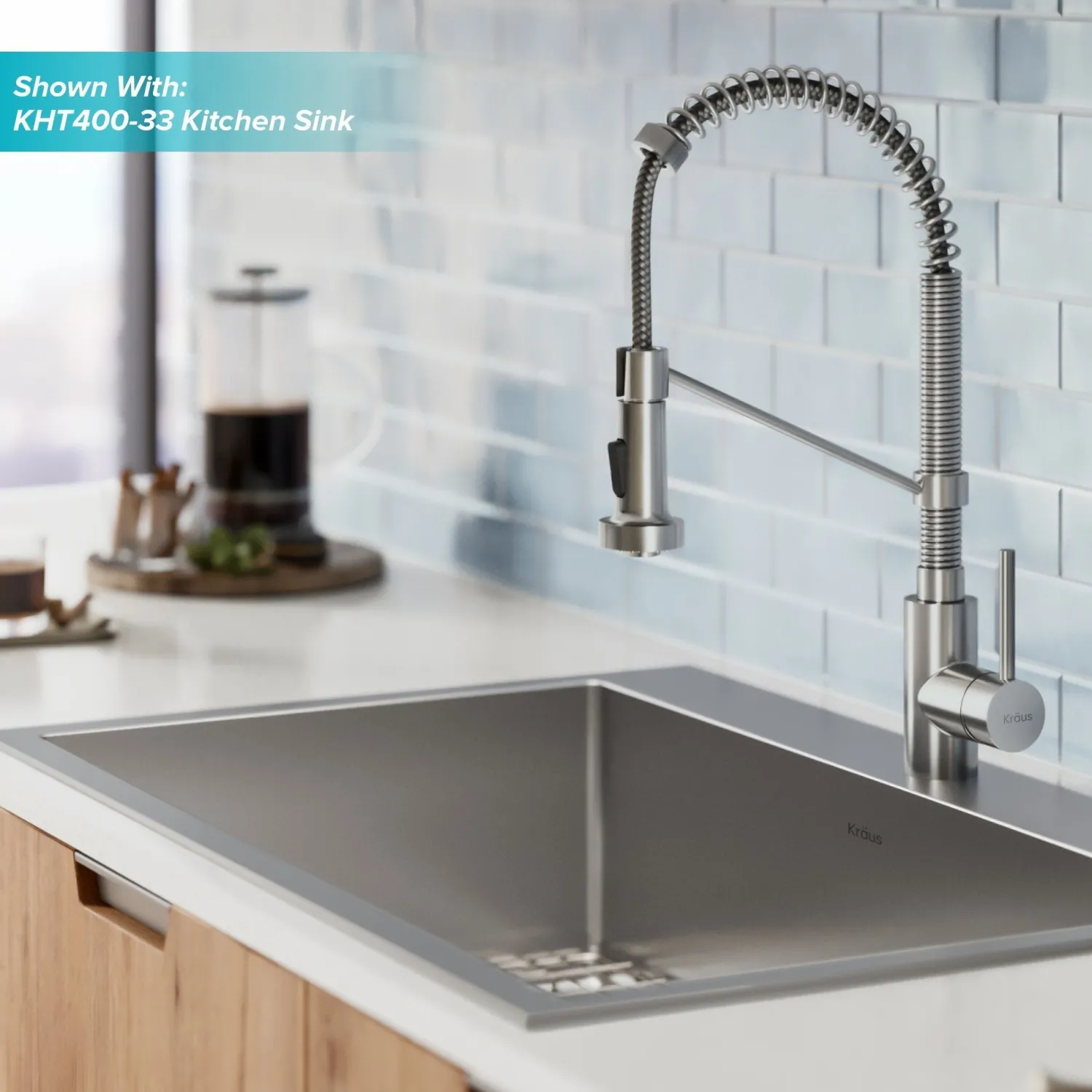 Sale Bolden 18-Inch Commercial Kitchen Faucet with Pull-Down Sprayhead in Stainless Steel Single Hole