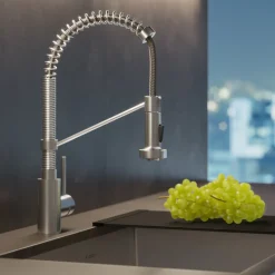 Sale Bolden 18-Inch Commercial Kitchen Faucet with Pull-Down Sprayhead in Stainless Steel Single Hole