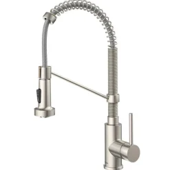 Sale Bolden 18-Inch Commercial Kitchen Faucet with Pull-Down Sprayhead in Stainless Steel Single Hole
