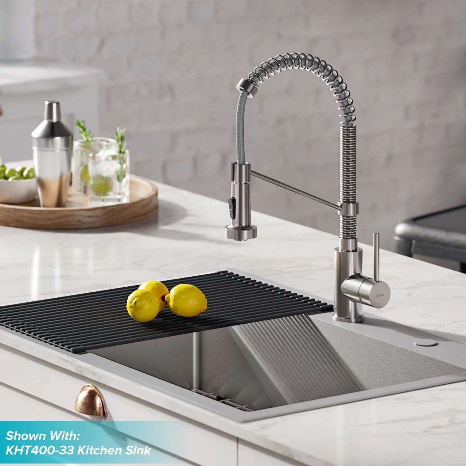 Sale Bolden 18-Inch Commercial Kitchen Faucet with Pull-Down Sprayhead in Stainless Steel Single Hole