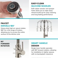 Bolden Touchless Pull-Down Single Handle Faucet in Spot Free Antique Champagne Bronze Touchless, Sensor And Tap Activated Kitchen Faucets|Single Hole