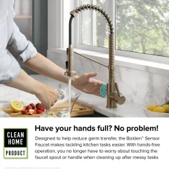 Bolden Touchless Pull-Down Single Handle Faucet in Spot Free Antique Champagne Bronze Touchless, Sensor And Tap Activated Kitchen Faucets|Single Hole