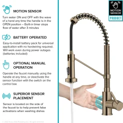 Bolden Touchless Pull-Down Single Handle Faucet in Spot Free Antique Champagne Bronze Touchless, Sensor And Tap Activated Kitchen Faucets|Single Hole