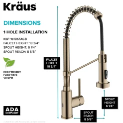 Bolden Touchless Pull-Down Single Handle Faucet in Spot Free Antique Champagne Bronze Touchless, Sensor And Tap Activated Kitchen Faucets|Single Hole