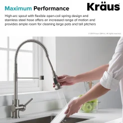 Outlet Britt Commercial Style Kitchen Faucet in All-Brite Spot Free Stainless Steel Single Hole