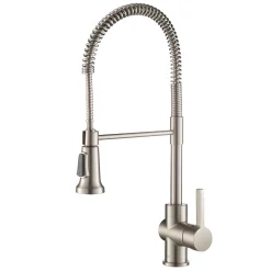 Outlet Britt Commercial Style Kitchen Faucet in All-Brite Spot Free Stainless Steel Single Hole