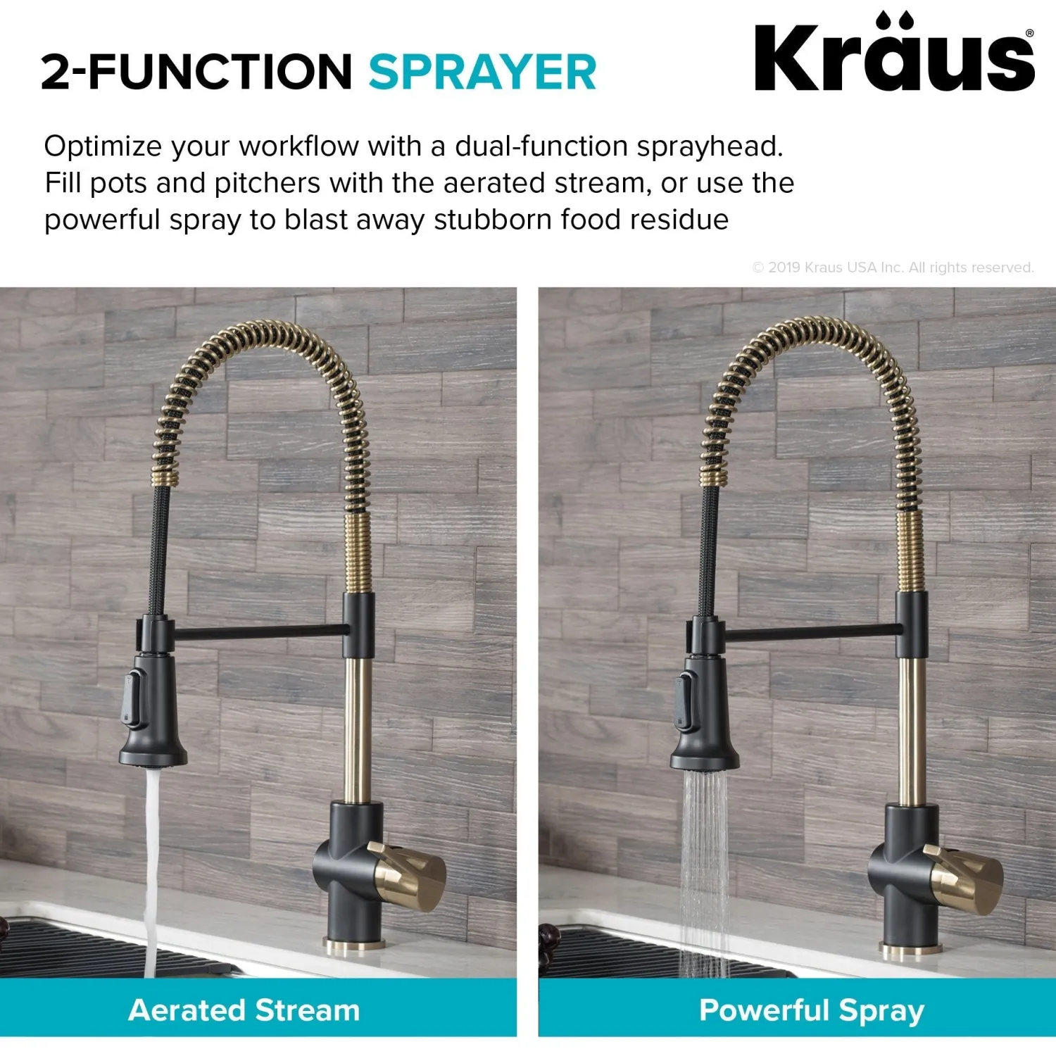 Sale Britt Commercial Style Kitchen Faucet in Matte Black/Brushed Gold Single Hole