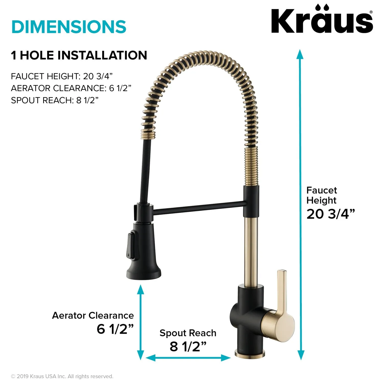 Sale Britt Commercial Style Kitchen Faucet in Matte Black/Brushed Gold Single Hole