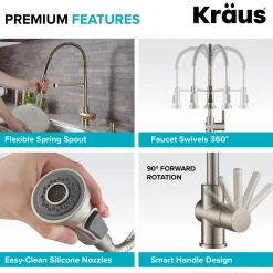Online Britt Commercial Style Kitchen Faucet in Brushed Gold Single Hole