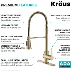 Britt Commercial Style Kitchen Faucet in Spot Free Antique Champagne Bronze Single Hole